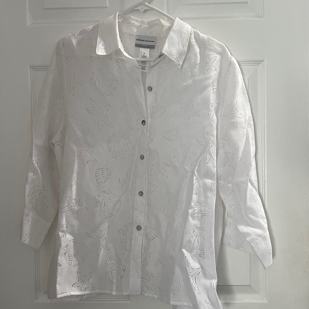 Alfred Dunner White Textured Blouse